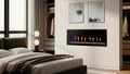 SimpliFire Allusion Edge 60 inch electric fireplace in modern bedroom