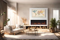 SimpliFire Triton 65 inch linear electric fireplace in room