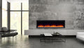 SimpliFire Allusion Platinum 72 inch electric fireplace in modern living room