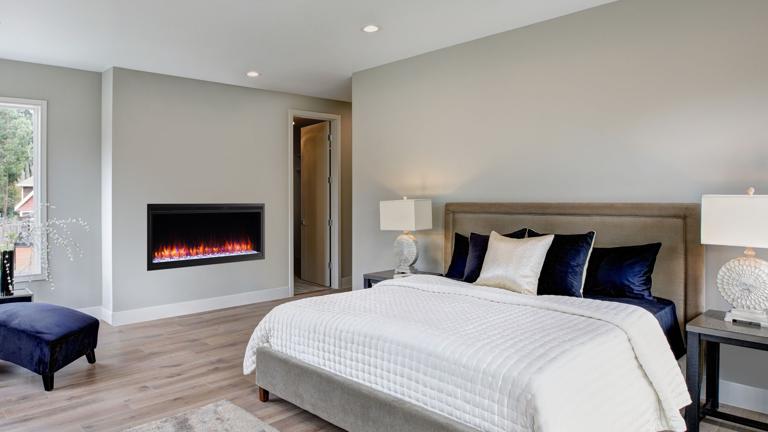 SimpliFire Allusion Platinum 50 inch wall-mounted in master bedroom