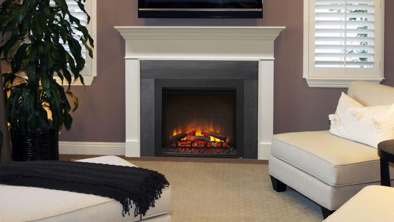 SimpliFire Built-In 30 inch electric fireplace in living room