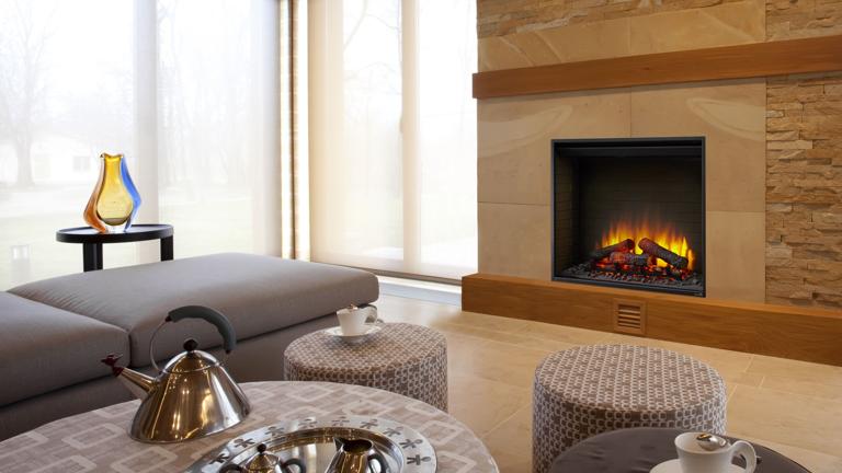 SimpliFire Built-In 36 inch electric fireplace in living room